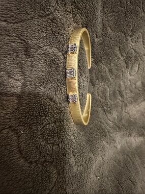 Amanda Uprichard Gold Cuff Bracelet with Clear Crystal Accents